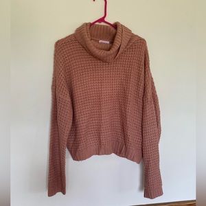 Pink lily waffle knit cowl neck